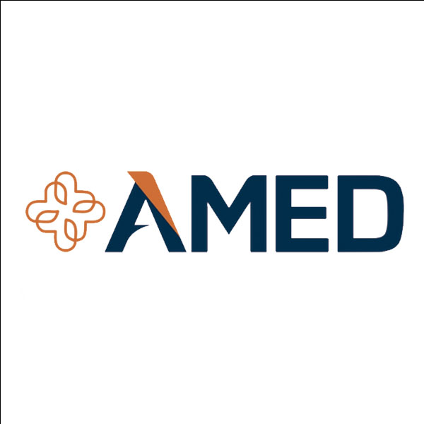 logo amed - uma das marcas comercializadas pela Alfalagos